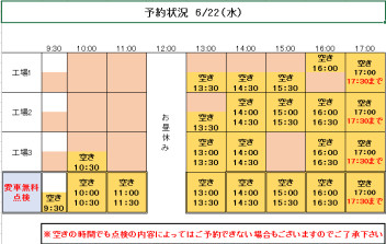 22（水）.23（木）ご予約状況